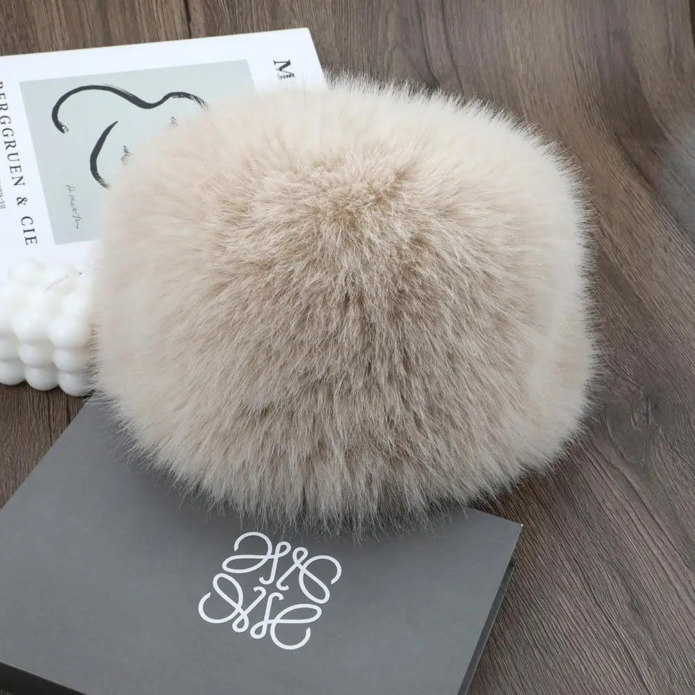 Pluizige imitatiebont-wintermuts voor dames - thermische, winddichte skimuts met oorbedekking voor warme bescherming bij koud weer