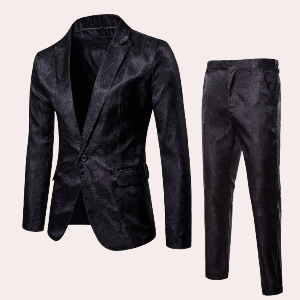Men’s Dark Pattern Suit – Stylish Comfortable Versatile Formal Wear for Every Occasion