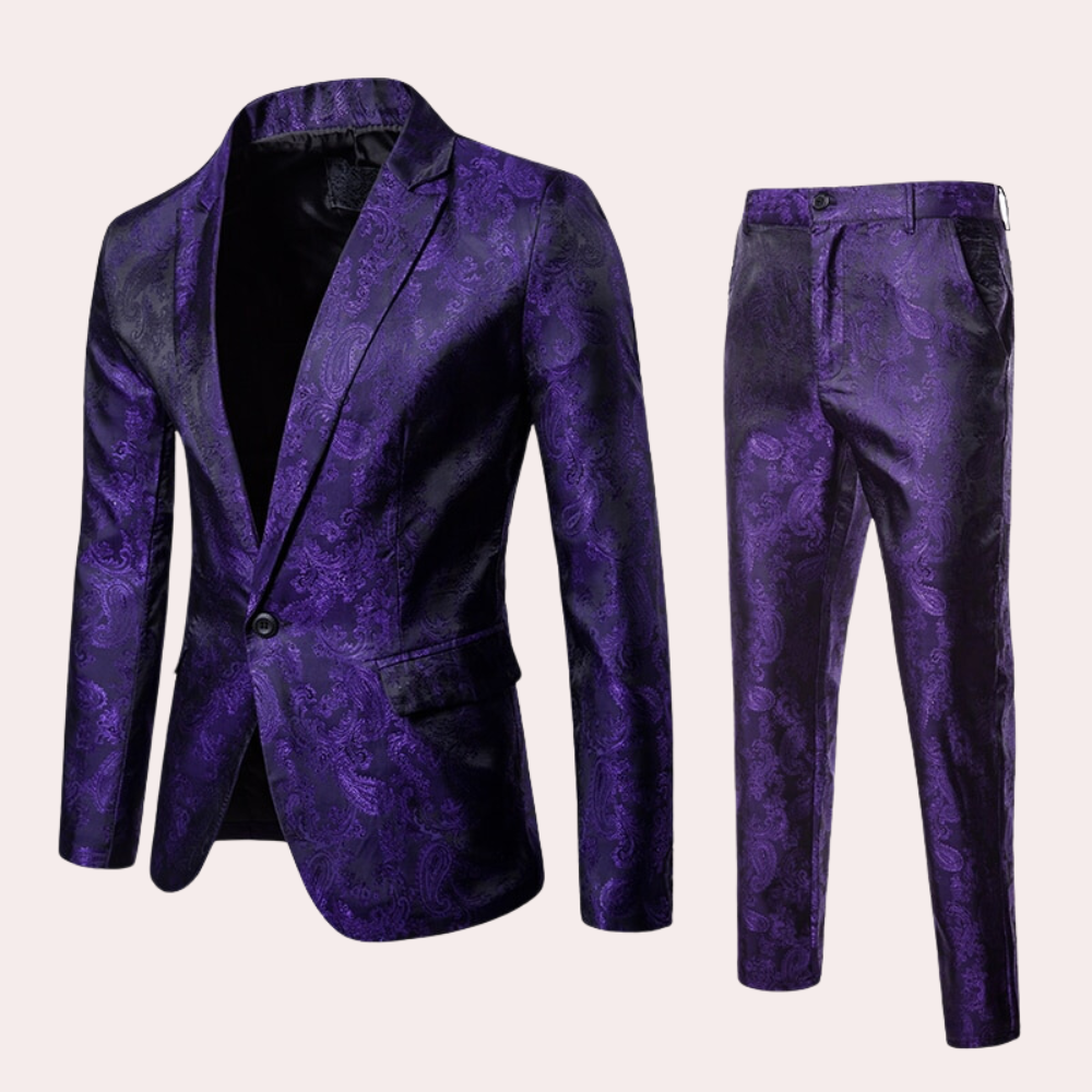 Men’s Dark Pattern Suit – Stylish Comfortable Versatile Formal Wear for Every Occasion