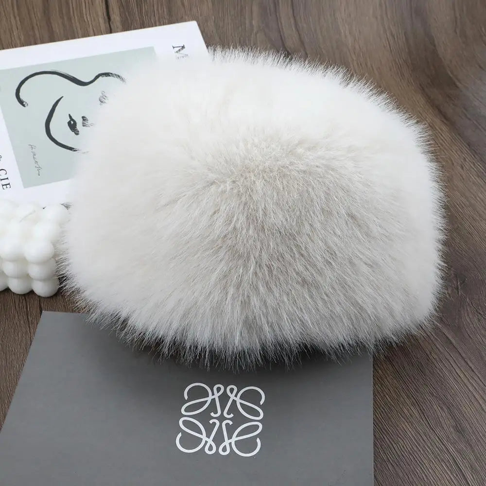 Pluizige imitatiebont-wintermuts voor dames - thermische, winddichte skimuts met oorbedekking voor warme bescherming bij koud weer