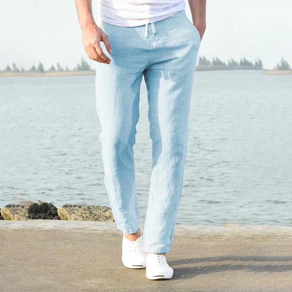 Men’s Breathable Linen Trousers – Lightweight Relaxed Summer Comfortable Casual Stylish Pants