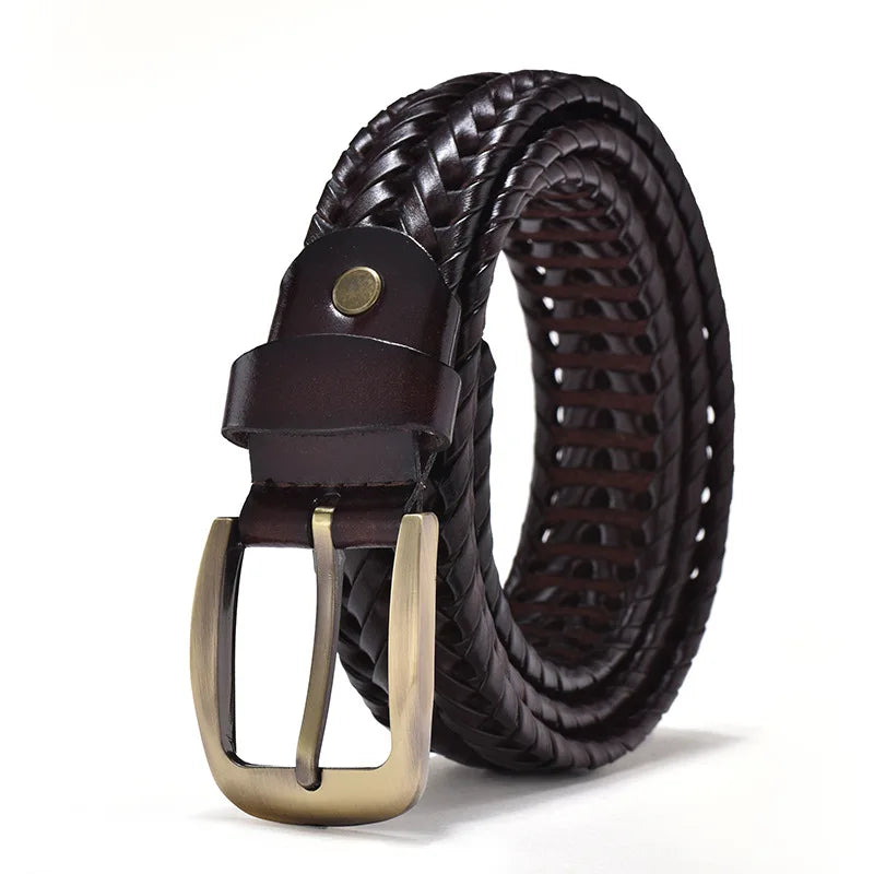 Men’s Woven Leather Belt – Braided Vintage Accessory for Casual and Smart Wear