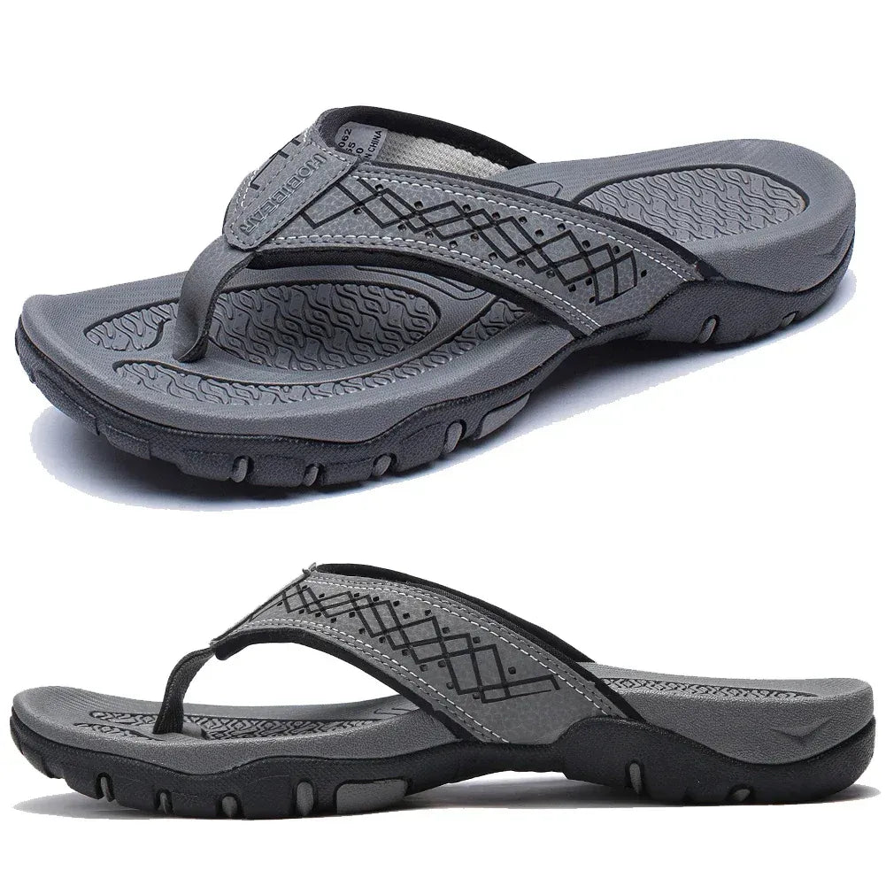 Men’s Outdoor Flip-Flops Cushioned Textured Summer Sandals