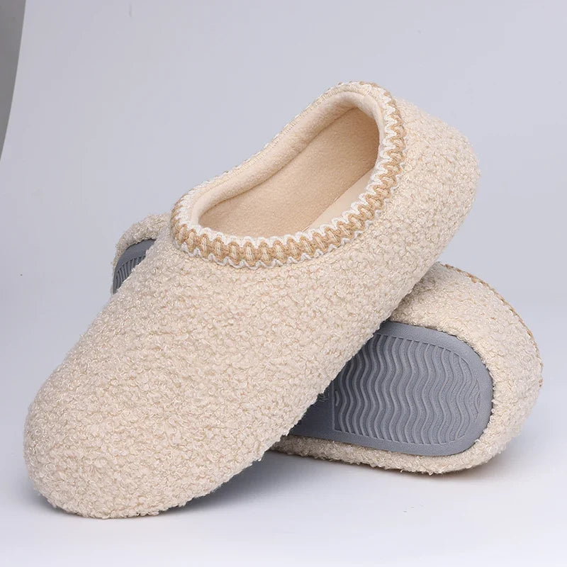 Papuci de casă de damă din polar - încălțăminte de interior cu spatele închis și branțuri confortabile din spumă cu memorie