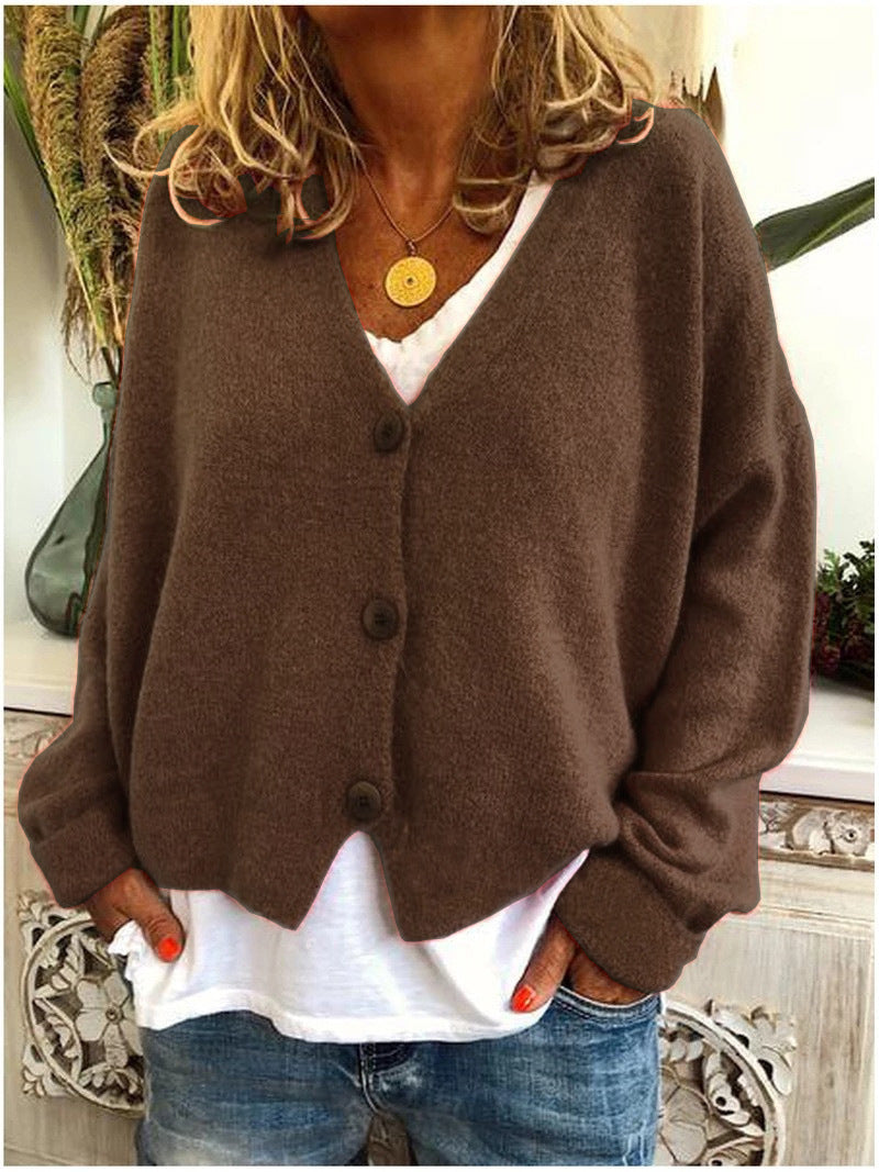 Women’s Relaxed Button Cardigan – Lightweight V-Neck Knit for Office Travel and Home