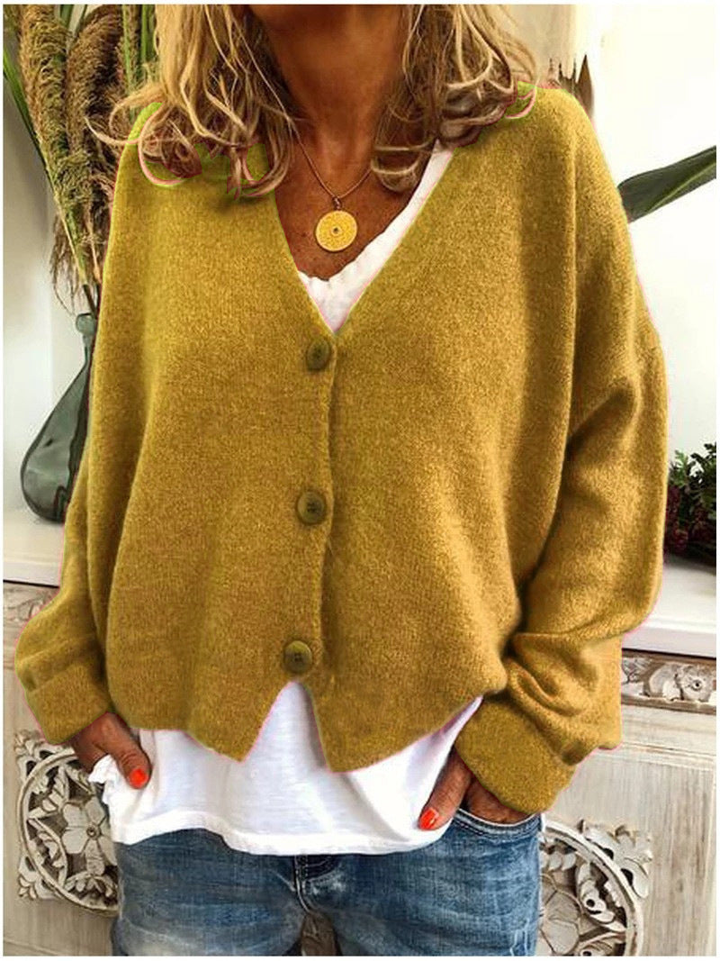 Women’s Relaxed Button Cardigan – Lightweight V-Neck Knit for Office Travel and Home