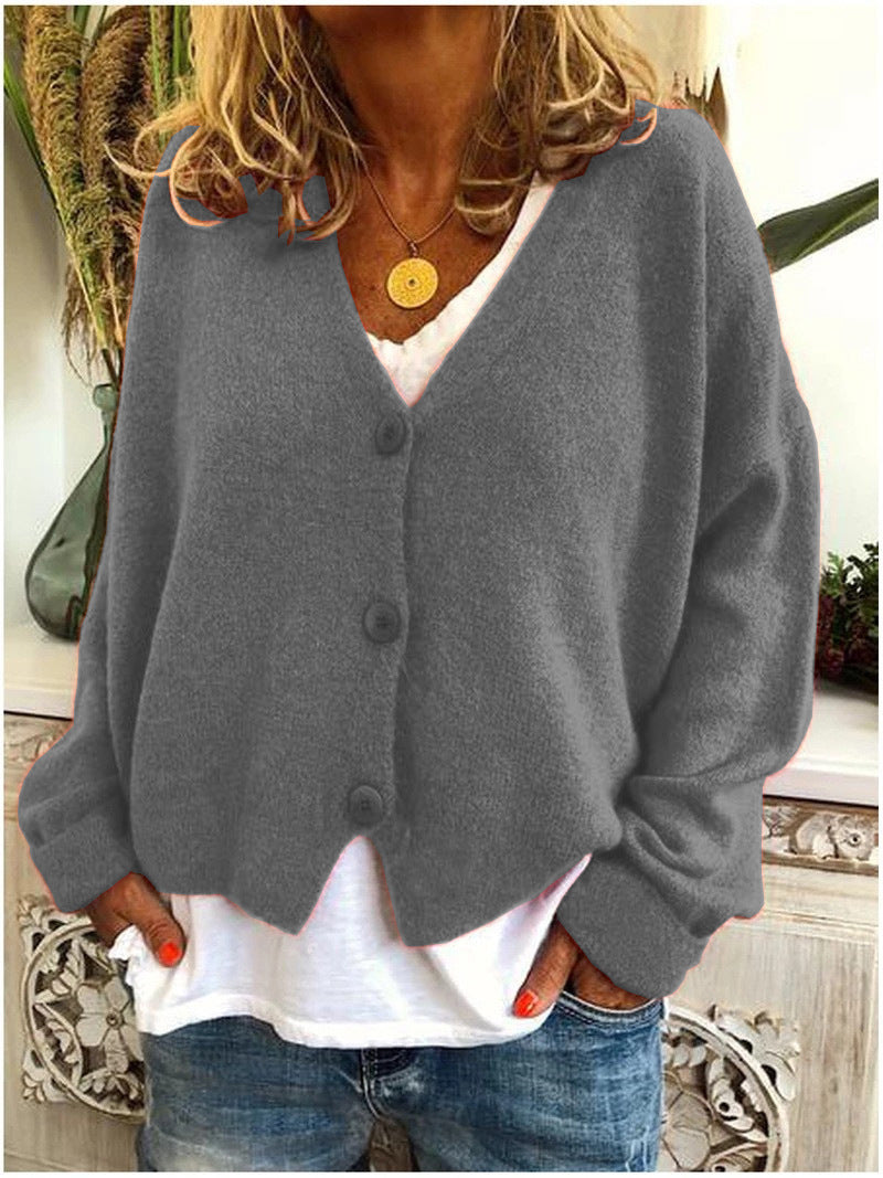 Women’s Relaxed Button Cardigan – Lightweight V-Neck Knit for Office Travel and Home