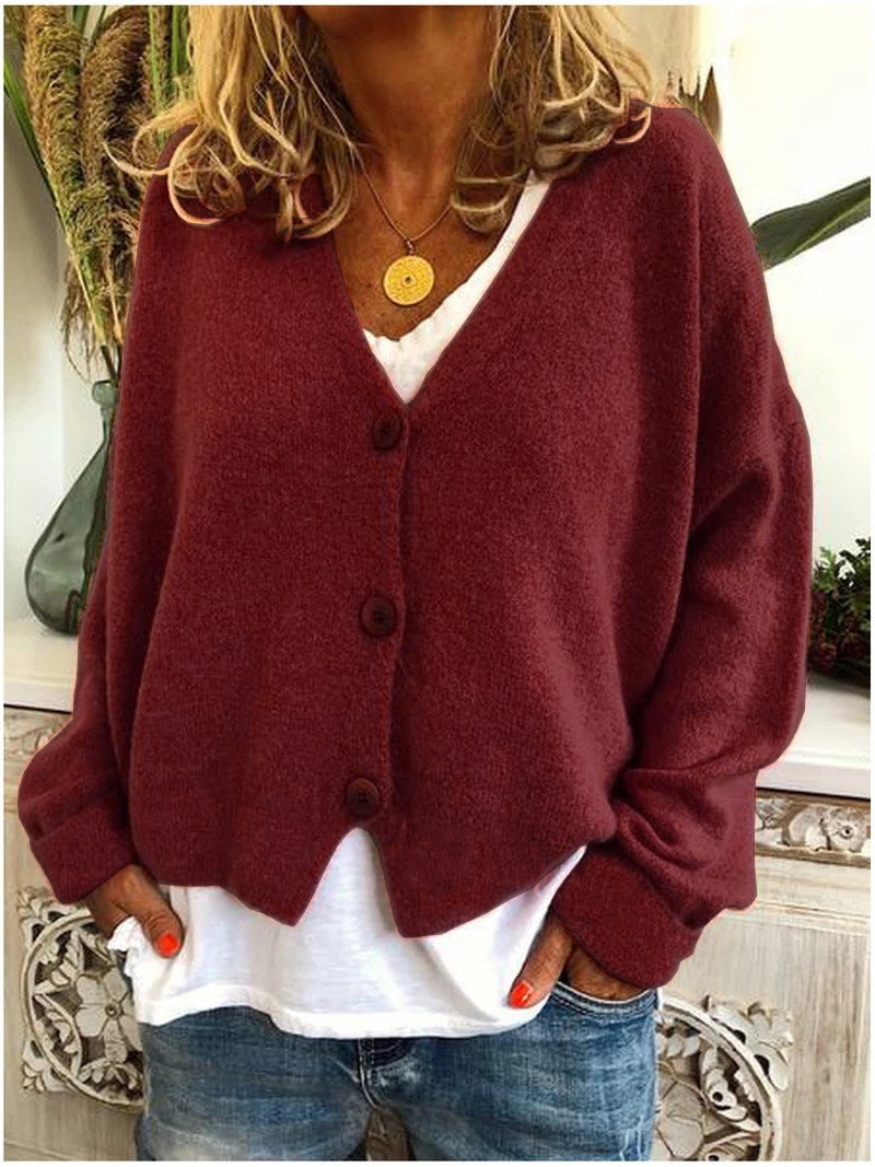 Women’s Relaxed Button Cardigan – Lightweight V-Neck Knit for Office Travel and Home