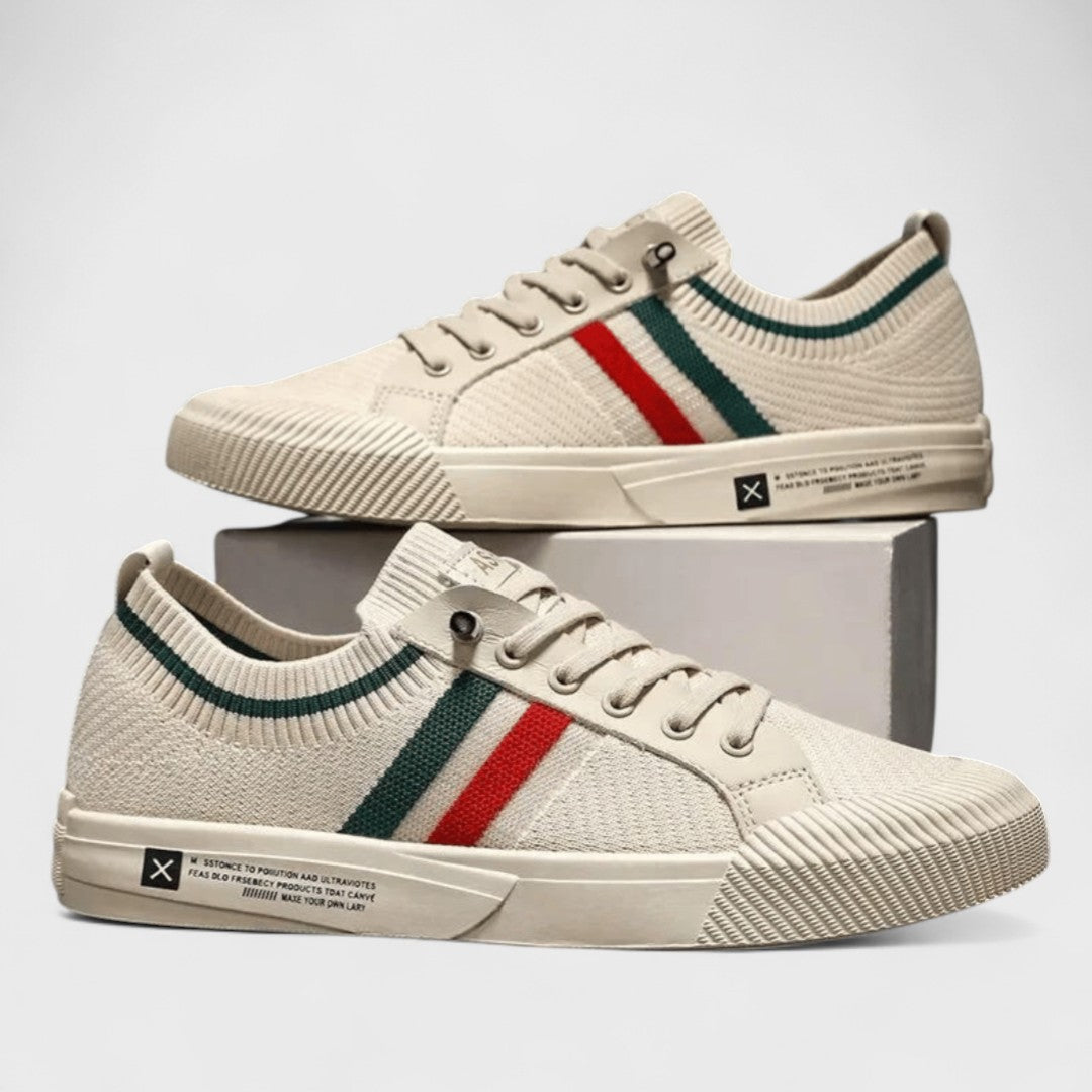 Męskie dzianinowe sneakersy o niskiej cholewce – przewiewne sznurowane buty do codziennych stylizacji smart casual