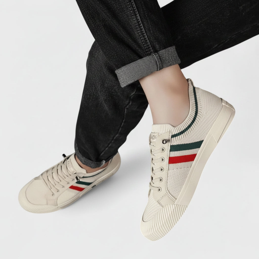 Męskie dzianinowe sneakersy o niskiej cholewce – przewiewne sznurowane buty do codziennych stylizacji smart casual