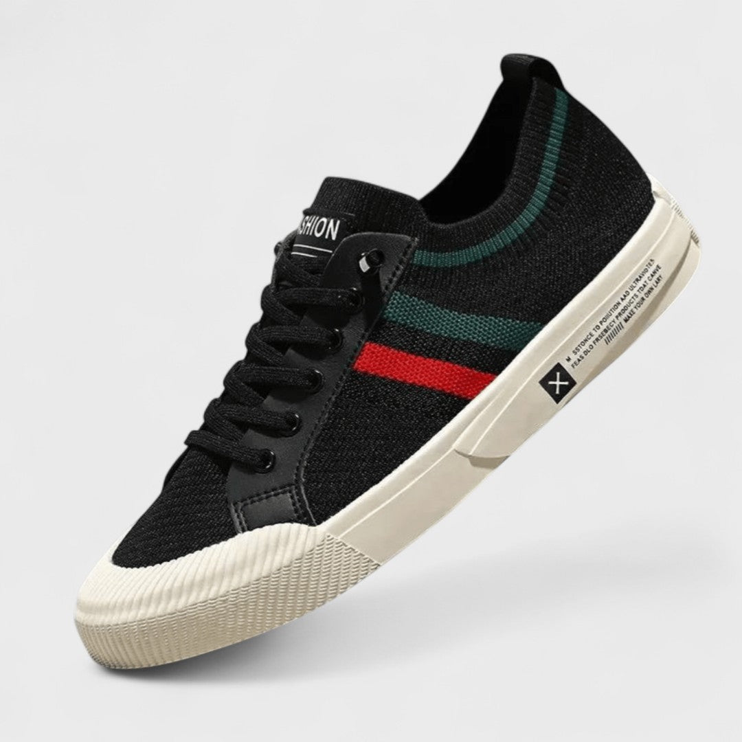 Męskie dzianinowe sneakersy o niskiej cholewce – przewiewne sznurowane buty do codziennych stylizacji smart casual