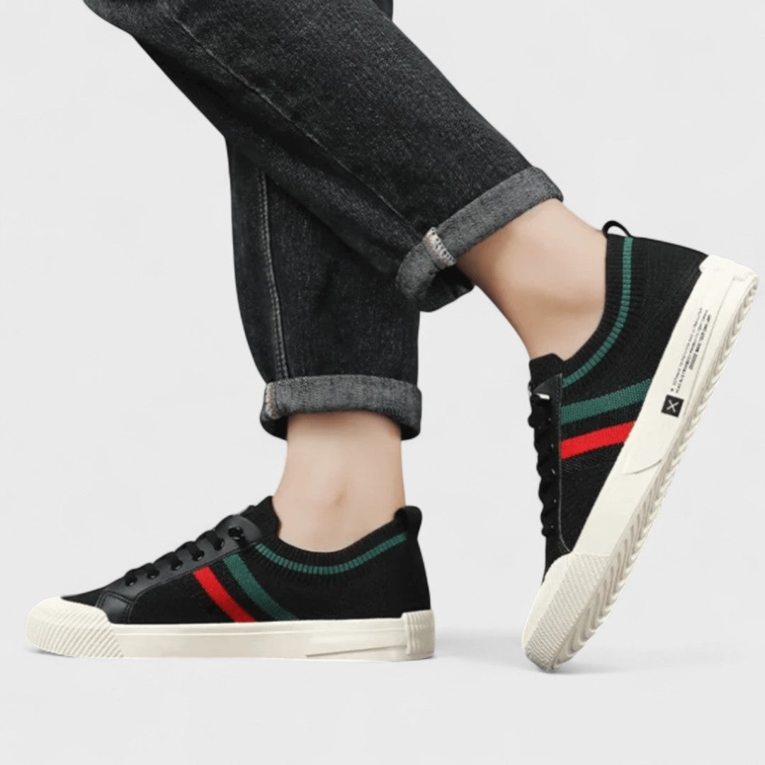 Męskie dzianinowe sneakersy o niskiej cholewce – przewiewne sznurowane buty do codziennych stylizacji smart casual