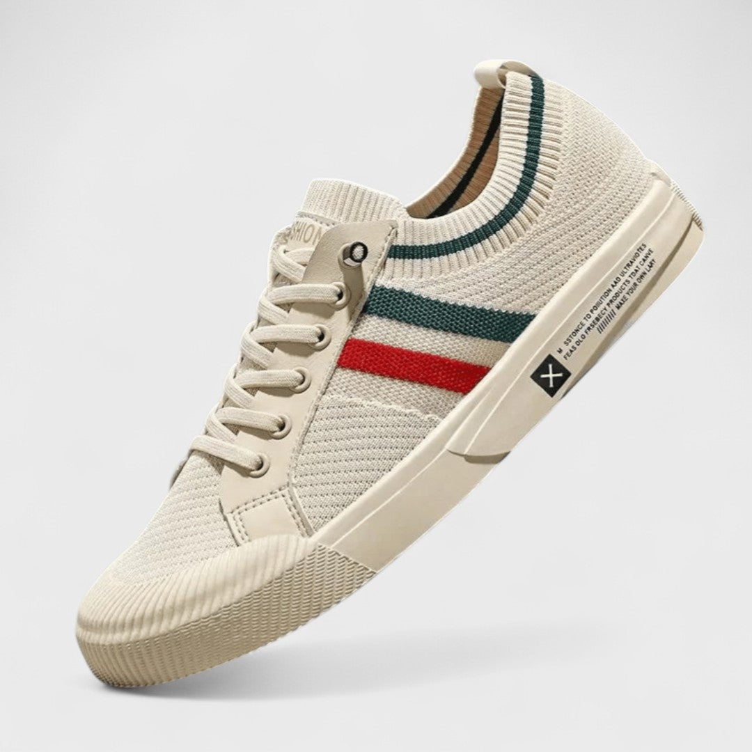 Męskie dzianinowe sneakersy o niskiej cholewce – przewiewne sznurowane buty do codziennych stylizacji smart casual