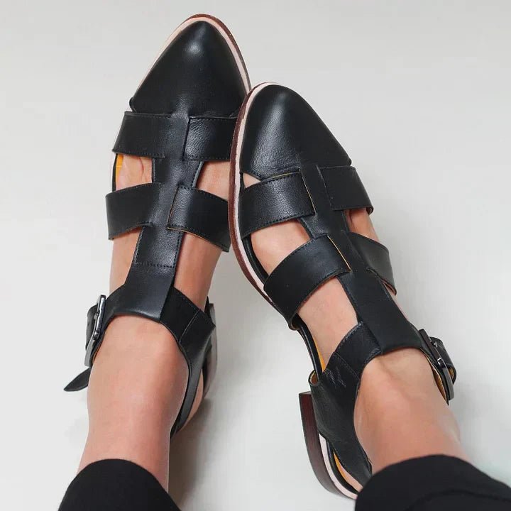 Sandali bassi da donna chiusi in punta – scarpe estive a gabbia regolabili per viaggi e uso quotidiano