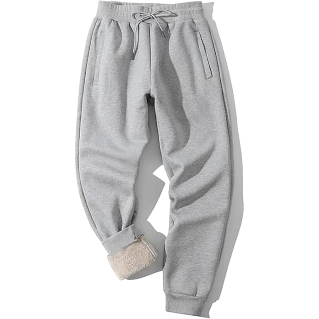 Jogger da uomo con fodera in pile - Pantaloni della tuta termici dalla vestibilità comoda, con vita con coulisse e caviglie con polsino