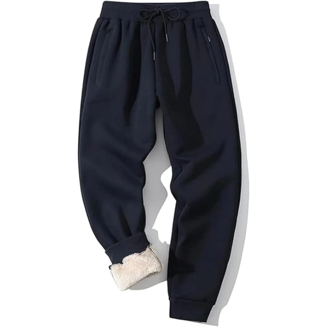 Jogger da uomo con fodera in pile - Pantaloni della tuta termici dalla vestibilità comoda, con vita con coulisse e caviglie con polsino