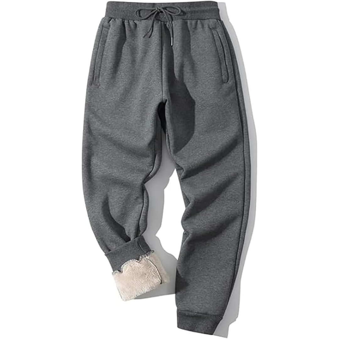 Jogger da uomo con fodera in pile - Pantaloni della tuta termici dalla vestibilità comoda, con vita con coulisse e caviglie con polsino