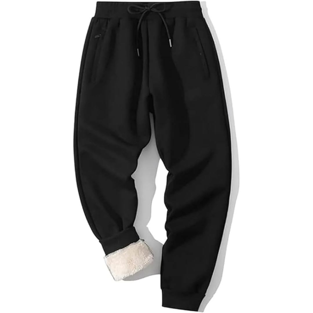 Jogger da uomo con fodera in pile - Pantaloni della tuta termici dalla vestibilità comoda, con vita con coulisse e caviglie con polsino