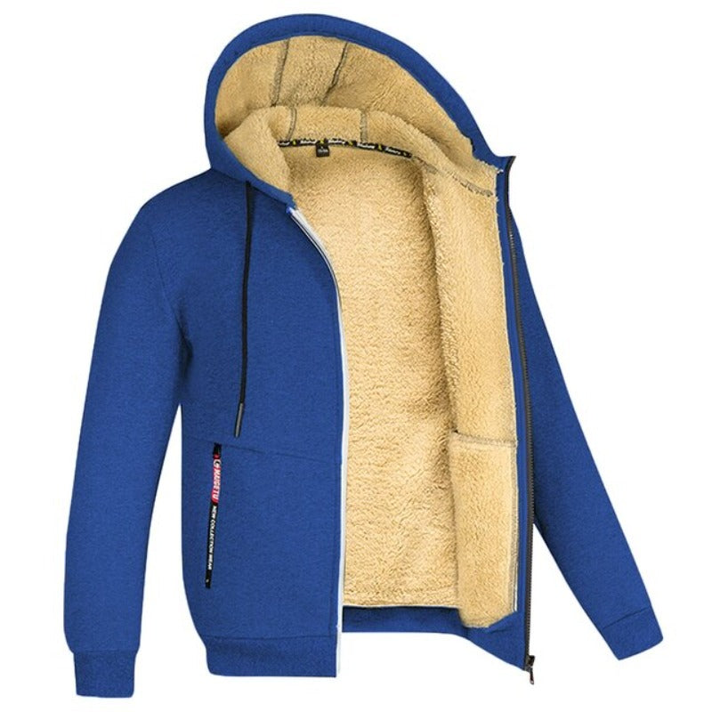 Herren-Winterjacke mit Kapuze und Wollfutter – Warme Jacke mit Reißverschluss für alltäglichen Komfort bei kaltem Wetter