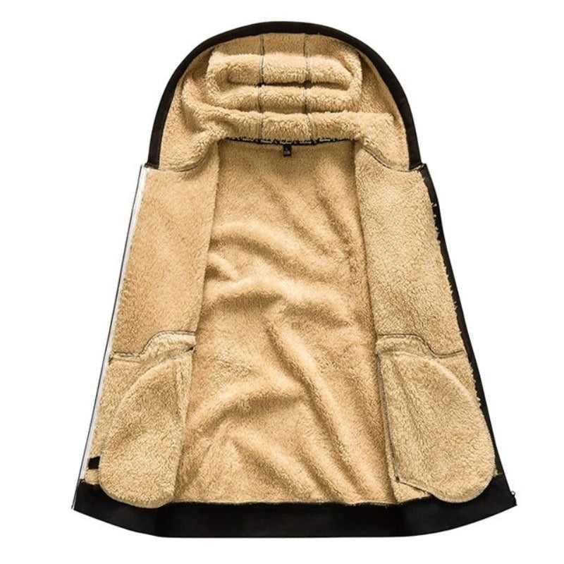 Herren-Winterjacke mit Kapuze und Wollfutter – Warme Jacke mit Reißverschluss für alltäglichen Komfort bei kaltem Wetter