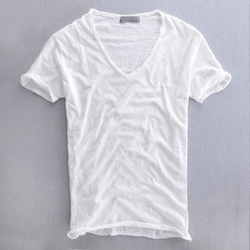 Ανδρικό Κοντομάνικο Slim Fit με V Λαιμόκοψη, Ελαφρύ Καλοκαιρινό Casual Τοπ