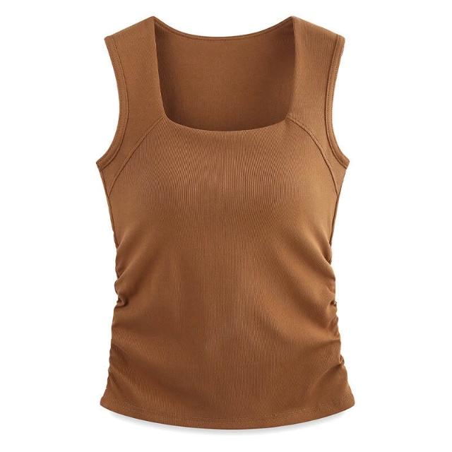 Camiseta sin mangas para mujer con soporte incorporado, comodidad diaria