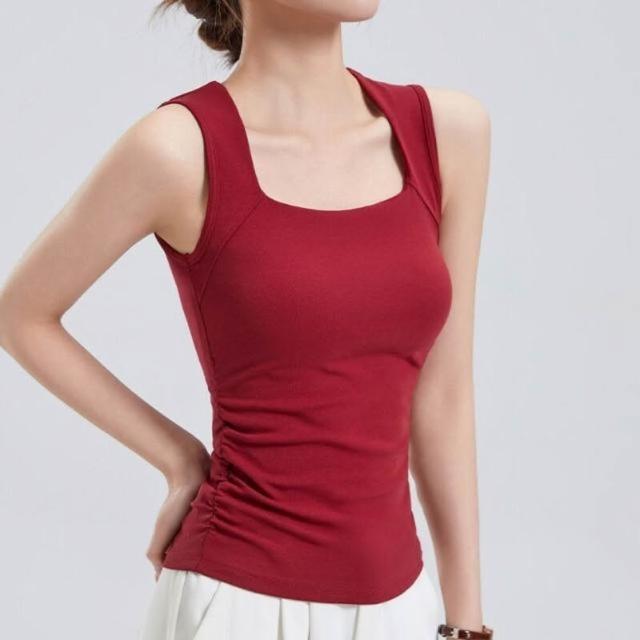 Camiseta sin mangas para mujer con soporte incorporado, comodidad diaria