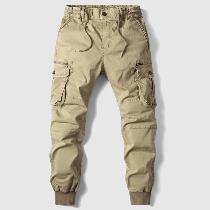 Pantalones jogger cargo para hombre con cintura elástica y múltiples bolsillos