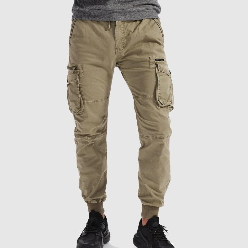 Pantalones jogger cargo para hombre con cintura elástica y múltiples bolsillos