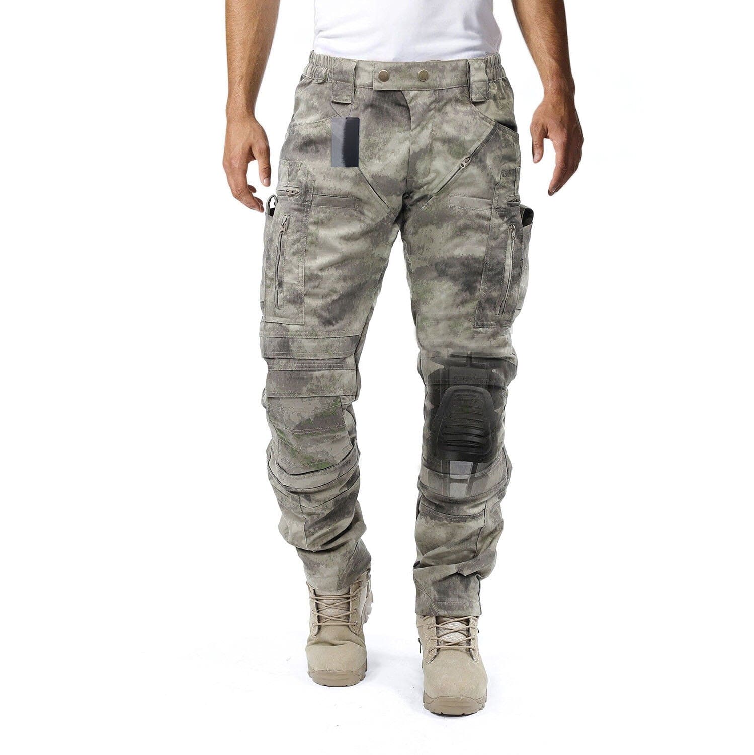 Herre bomuldsblandede taktiske cargobukser – integreret knæbeskyttelse til udendørs arbejde