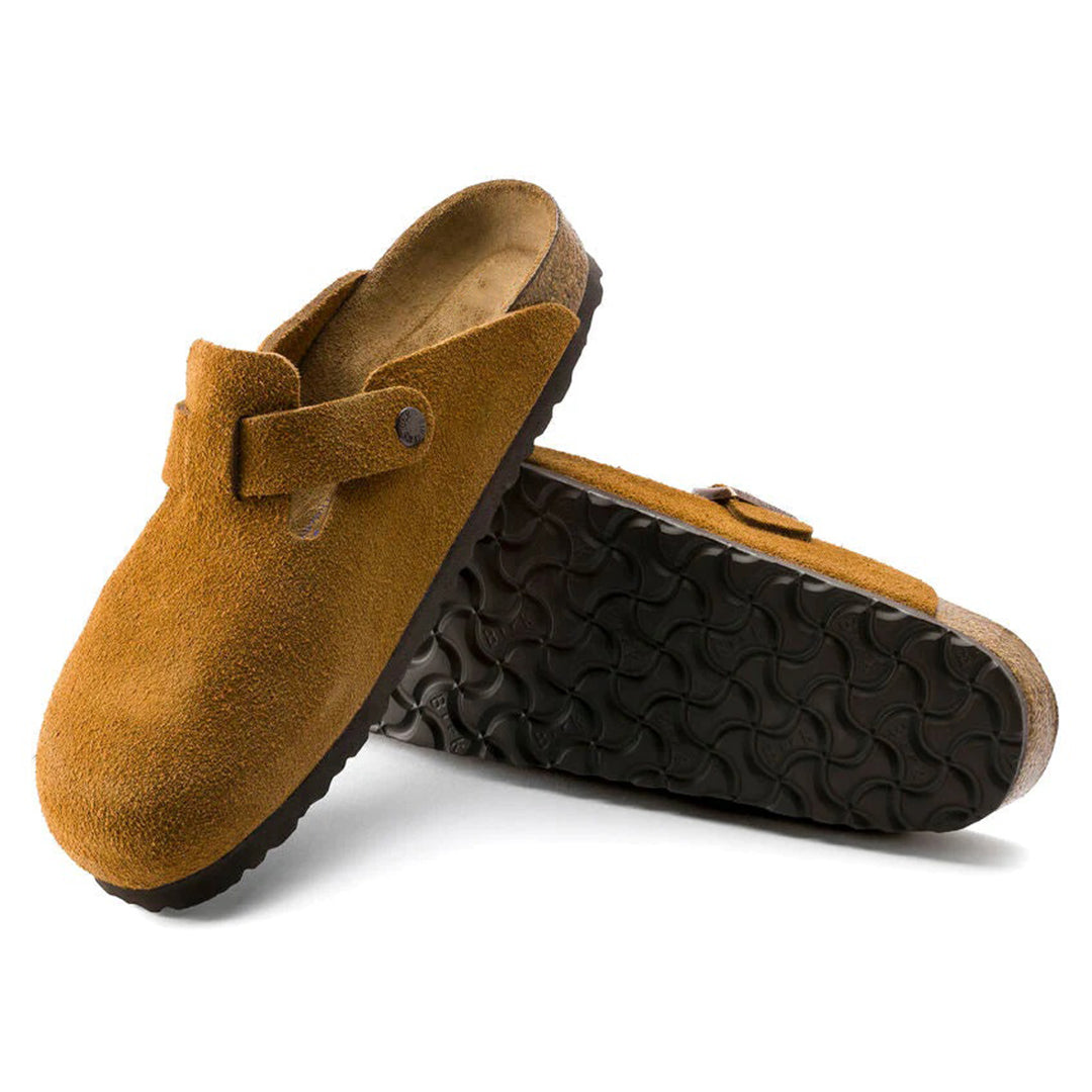Herren-Clogs aus Veloursleder mit verstellbarer Schnalle – Geschlossenes Zehendesign zum Hineinschlüpfen mit konturiertem Fußbett und Riemen mit Schnalle