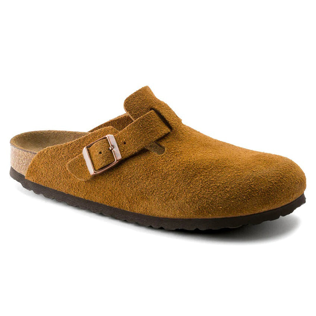 Herren-Clogs aus Veloursleder mit verstellbarer Schnalle – Geschlossenes Zehendesign zum Hineinschlüpfen mit konturiertem Fußbett und Riemen mit Schnalle