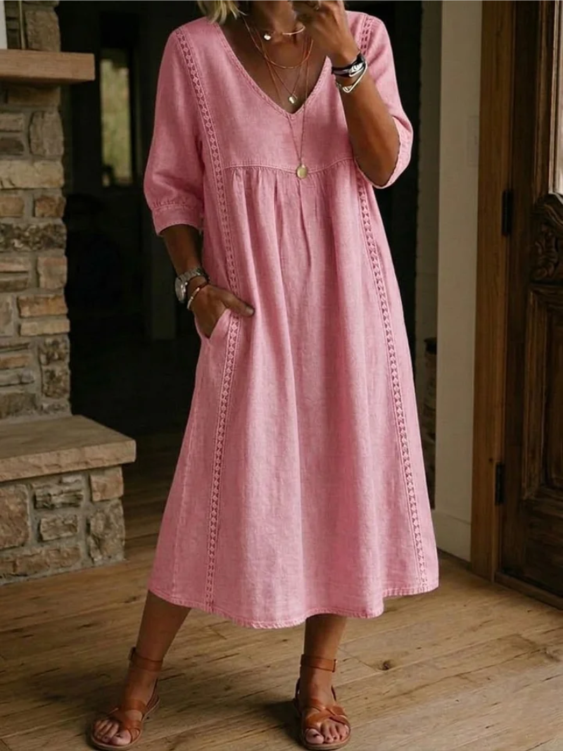 Women’s Relaxed Midi Dress V-Neck Everyday Comfort