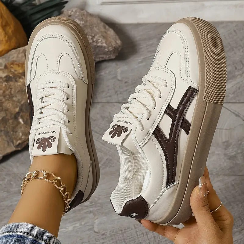 Damskie retro sneakersy z panelami, amortyzowana podeszwa, casualowe buty uliczne
