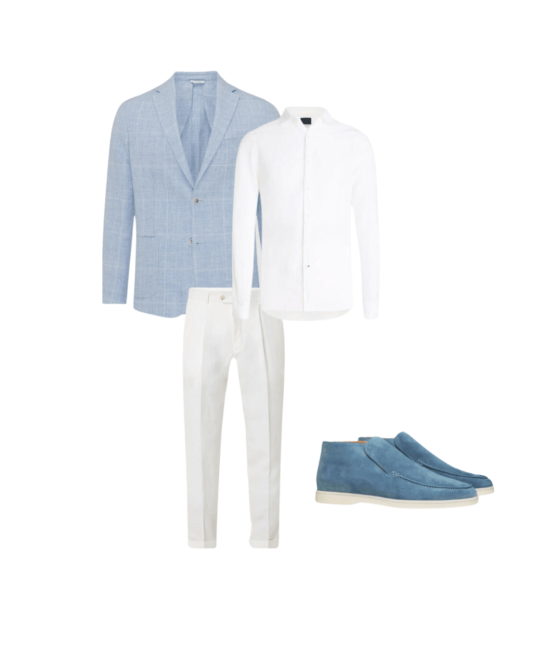 Men’s Complete Winter Outfit Set – Blazer Jacket, Knit Layer, Tailored Trousers & Suede Loafers