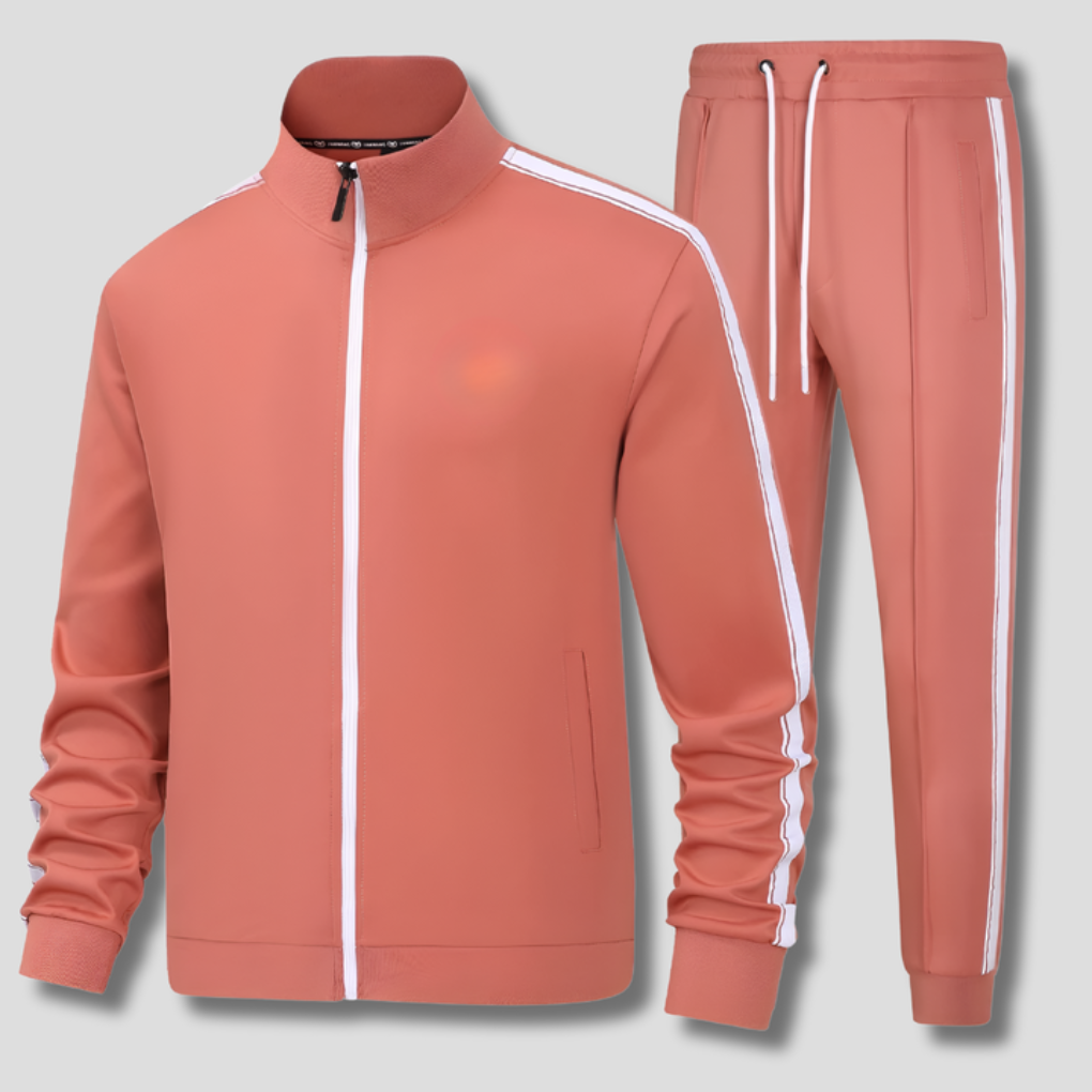 Chaqueta con cremallera para hombre, conjunto deportivo con detalle de rayas