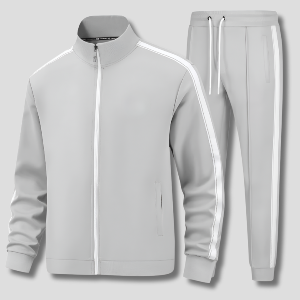 Chaqueta con cremallera para hombre, conjunto deportivo con detalle de rayas