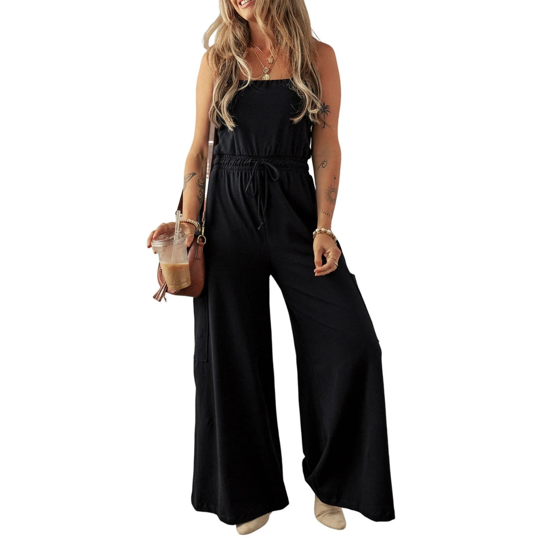 Combinaison pour femme à jambes larges – style décontracté à cordon de serrage pour les sorties de printemps et d’été