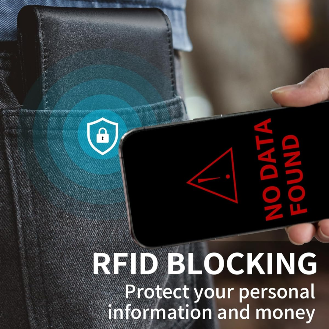 Herre Slim RFID-blokerende Tegnebog – Ægte Læder Bifold med 13 Kortlommer og ID-vindue