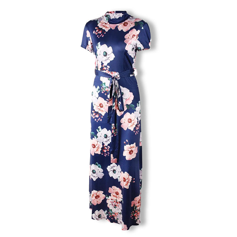 Robe maxi imprimée pour femme – Robe d'été fluide pour occasions avec taille marquée