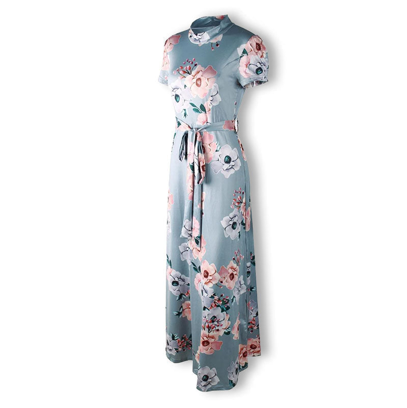 Robe maxi imprimée pour femme – Robe d'été fluide pour occasions avec taille marquée