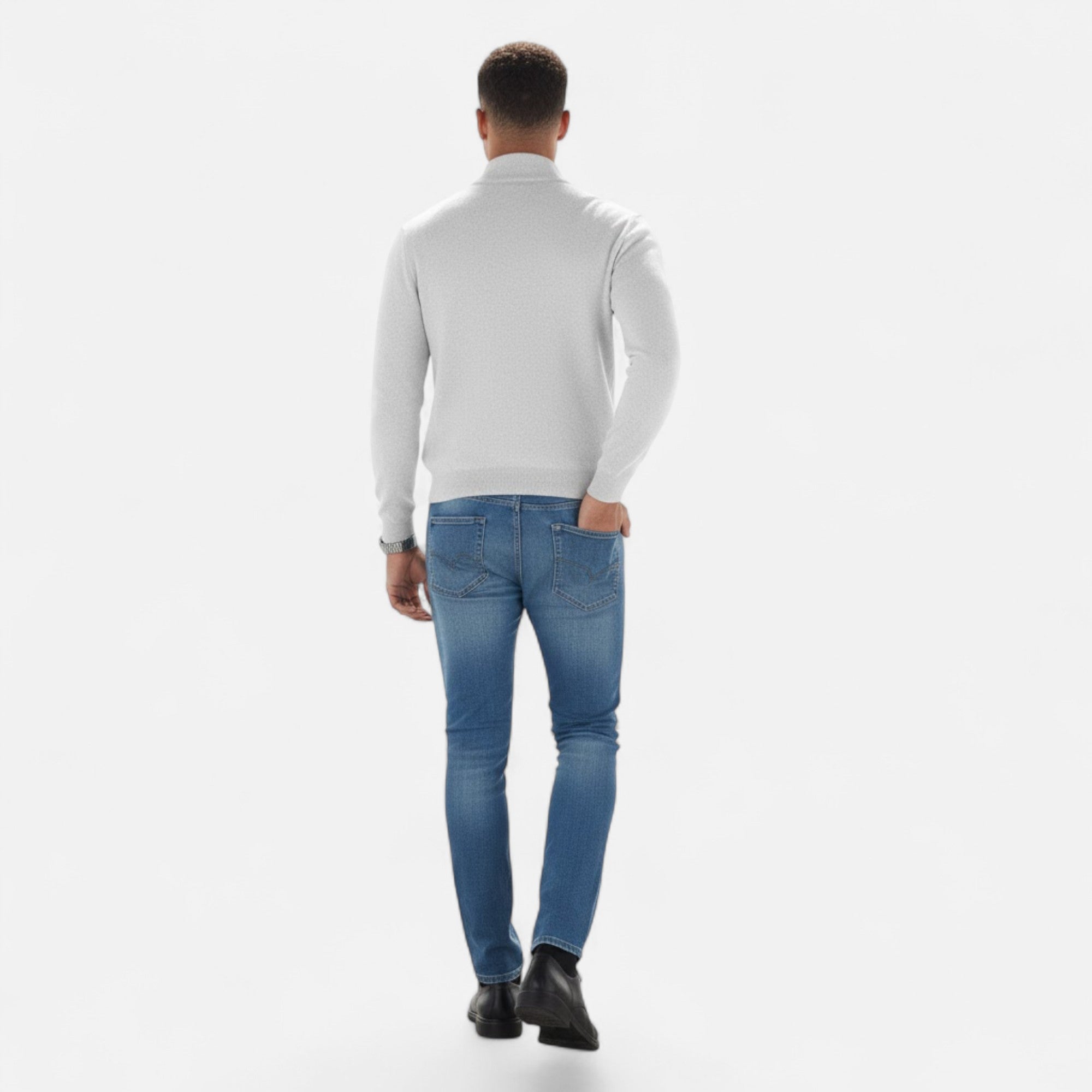 Valmonti | Men’s Heritage Cashmere-Blend V-Neck Zipper Top