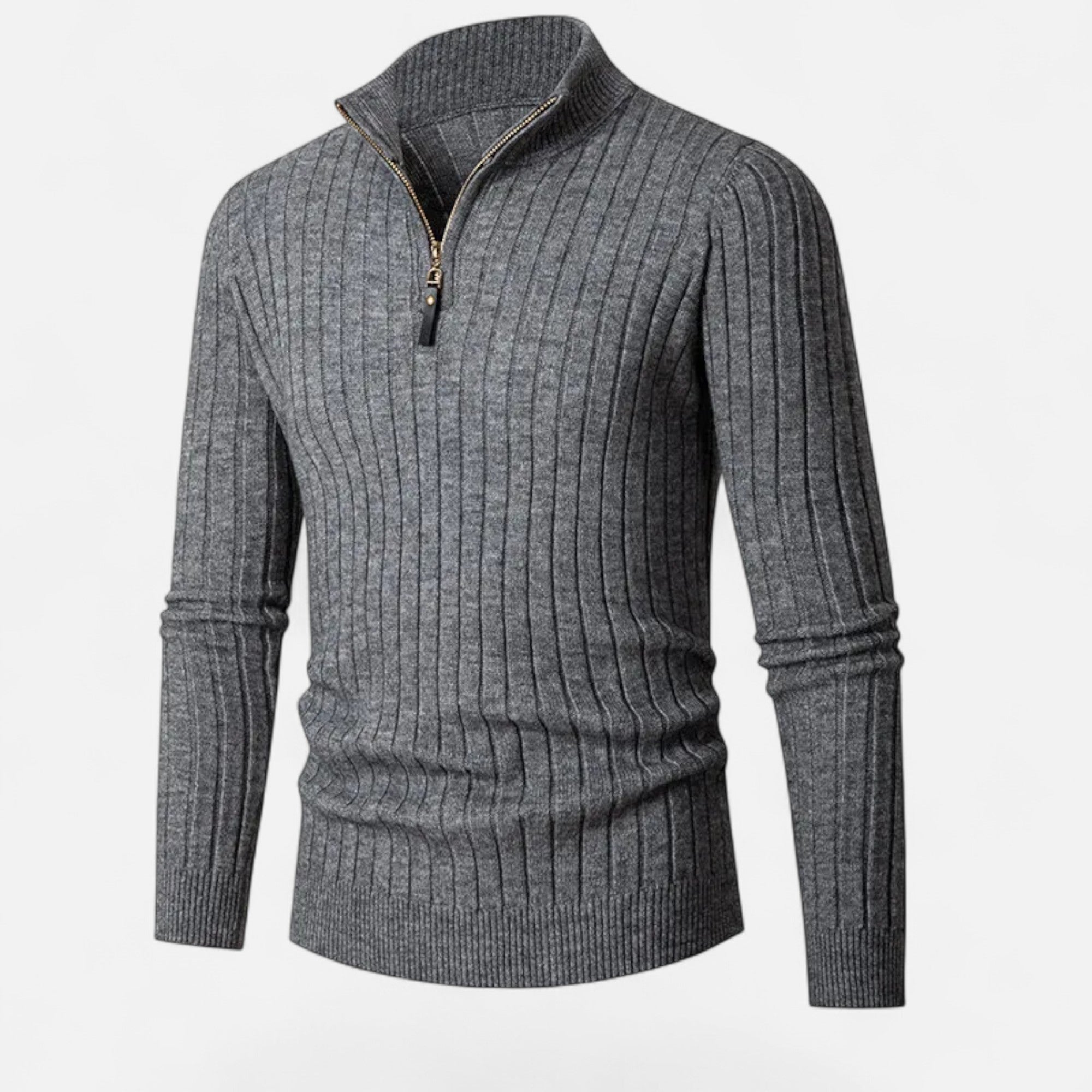Valmonti | Men’s Heritage Vertical-Bar Half-Zip Knit Sweater