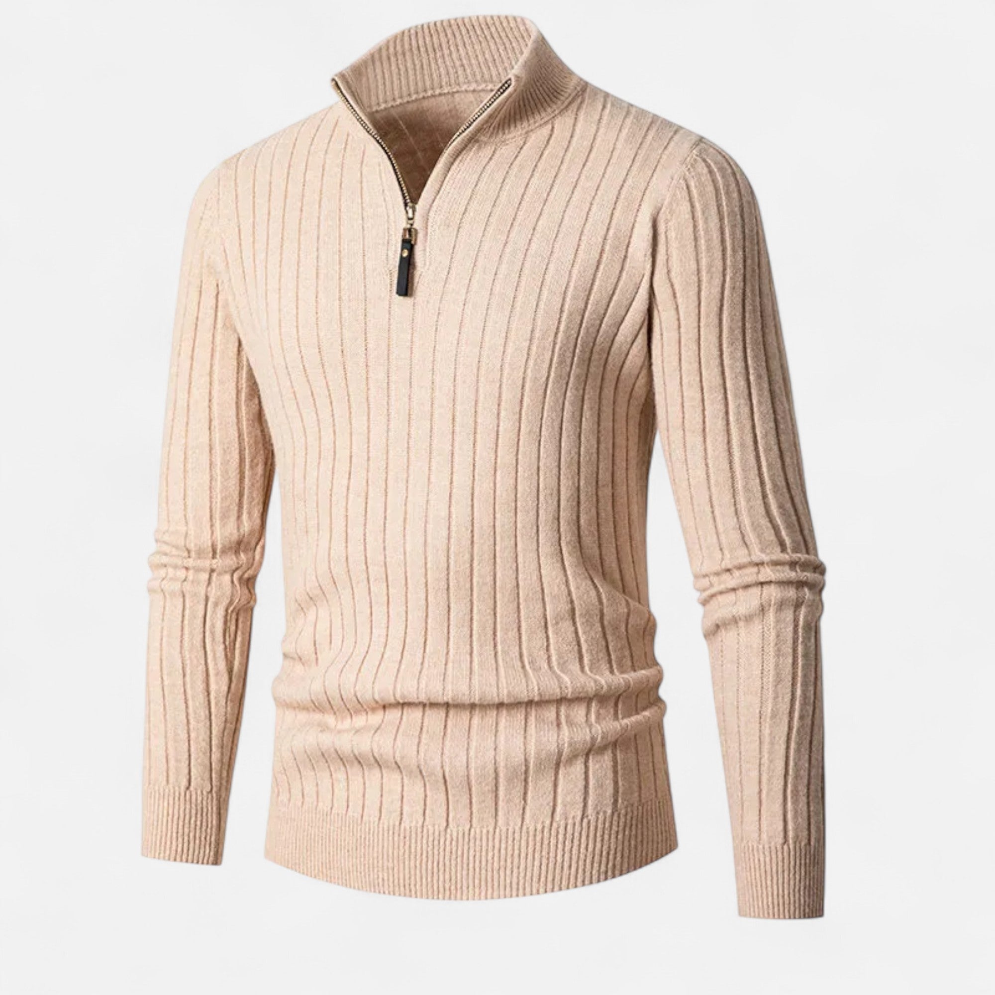 Valmonti | Men’s Heritage Vertical-Bar Half-Zip Knit Sweater