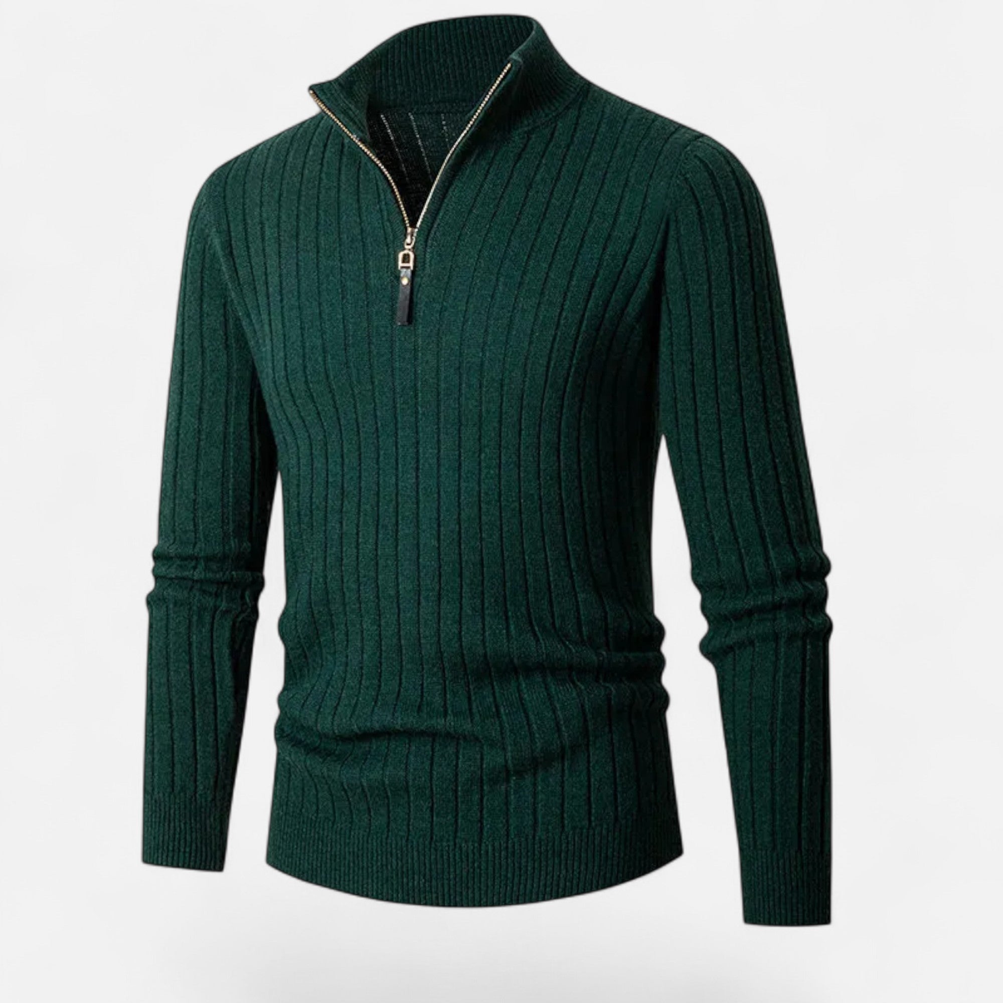 Valmonti | Men’s Heritage Vertical-Bar Half-Zip Knit Sweater