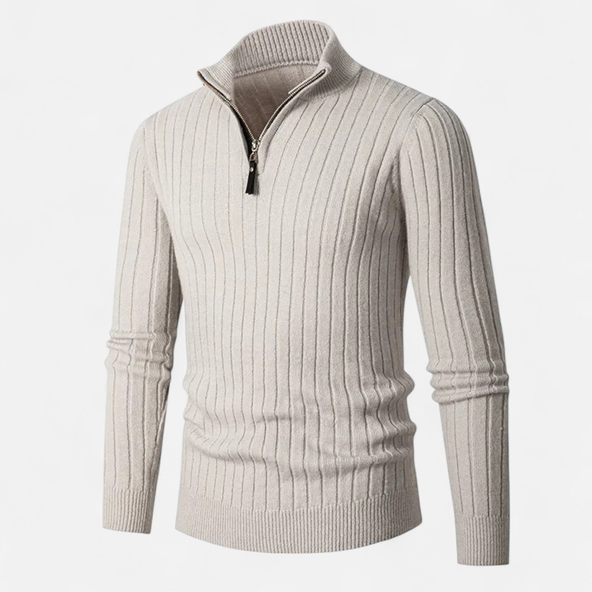 Valmonti | Men’s Heritage Vertical-Bar Half-Zip Knit Sweater