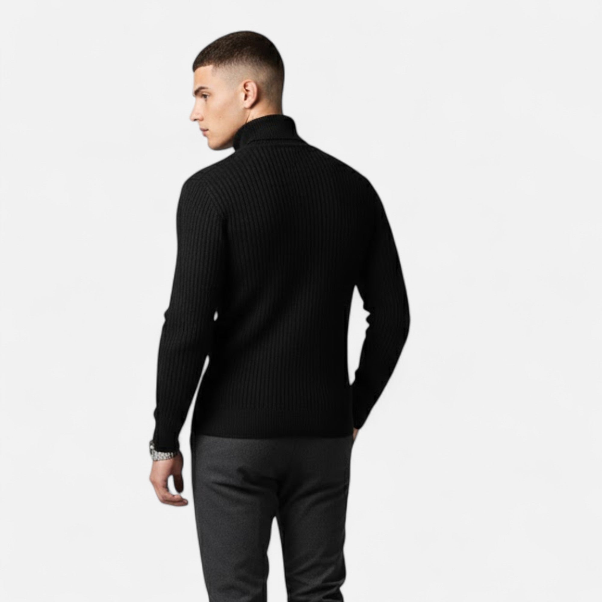 Valmonti | Men’s High-Lapel Cashmere Oversized Pullover