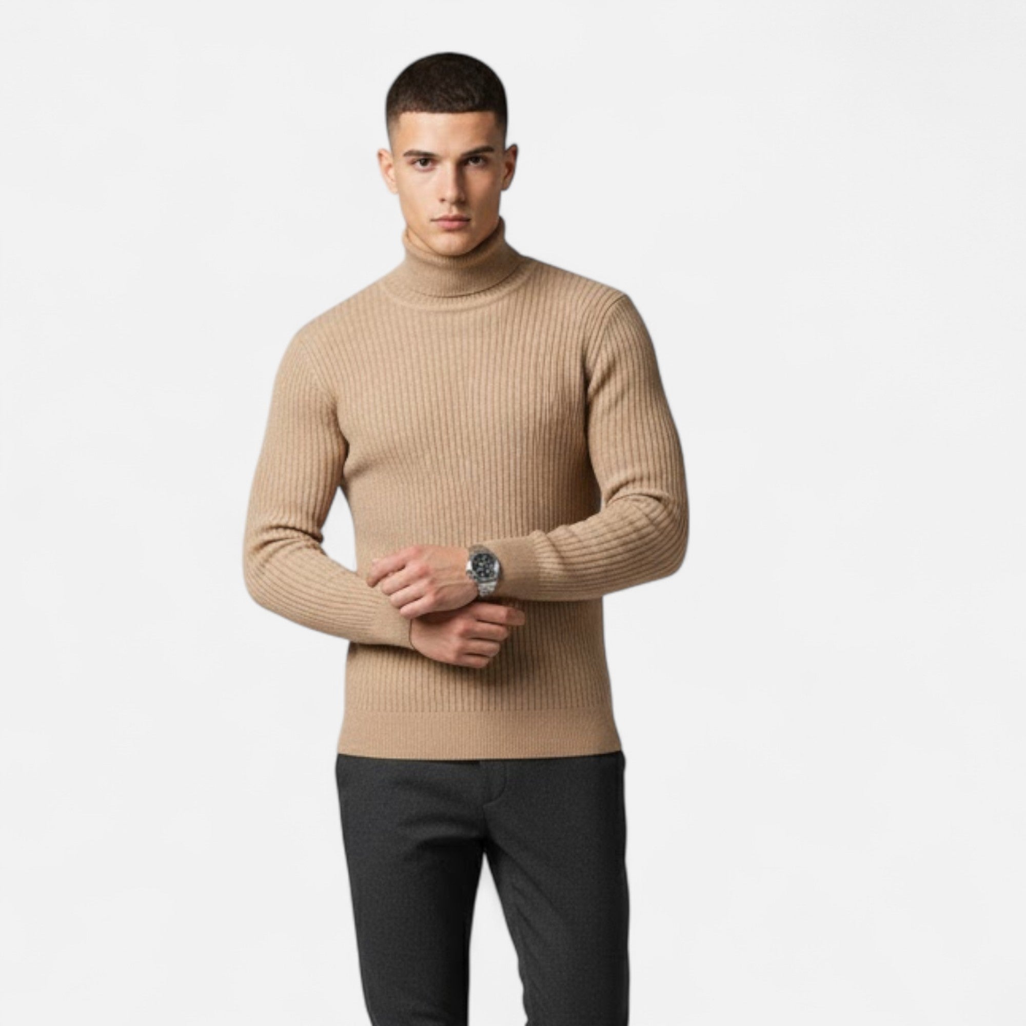 Valmonti | Men’s High-Lapel Cashmere Oversized Pullover