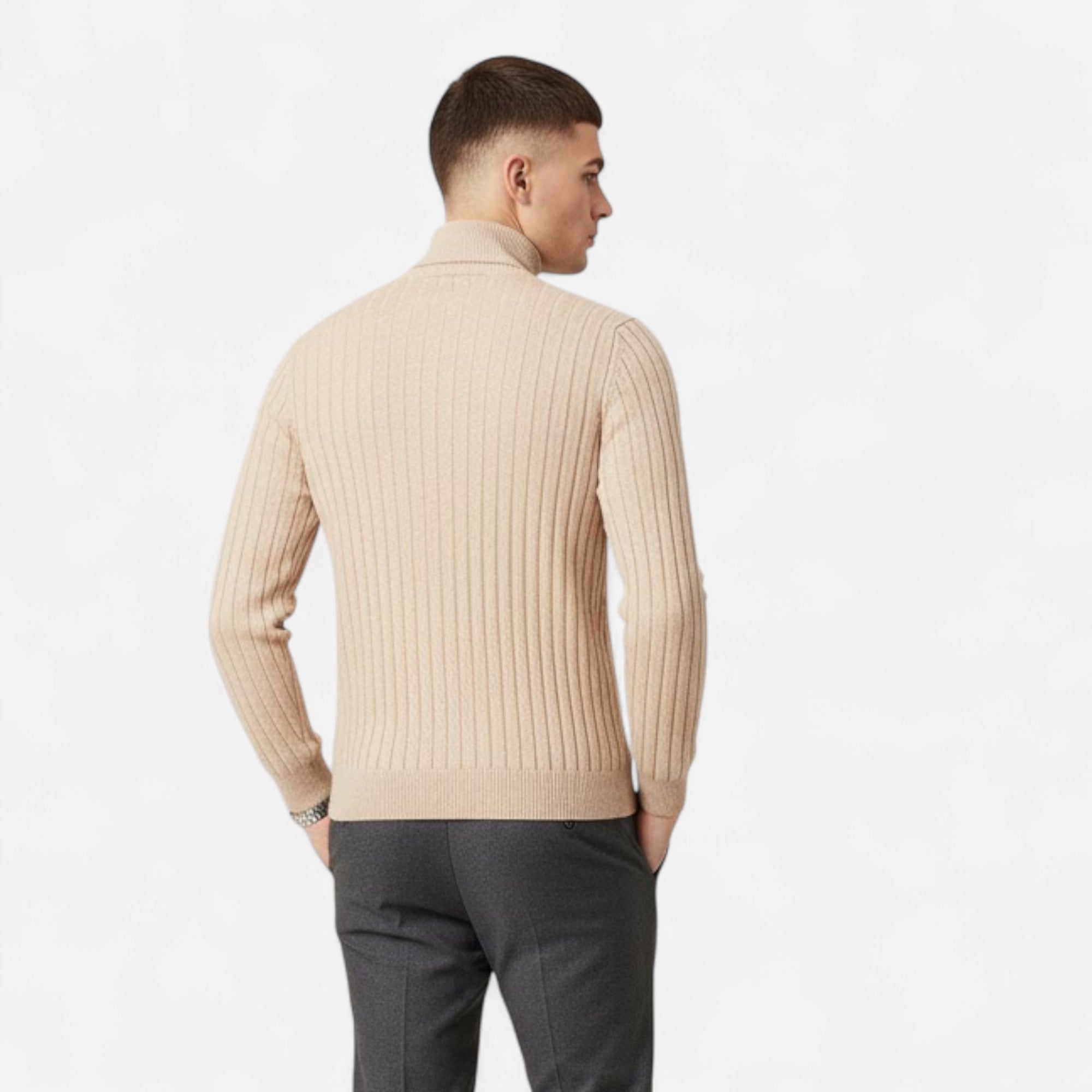 Valmonti | Men’s High-Lapel Cashmere Oversized Pullover