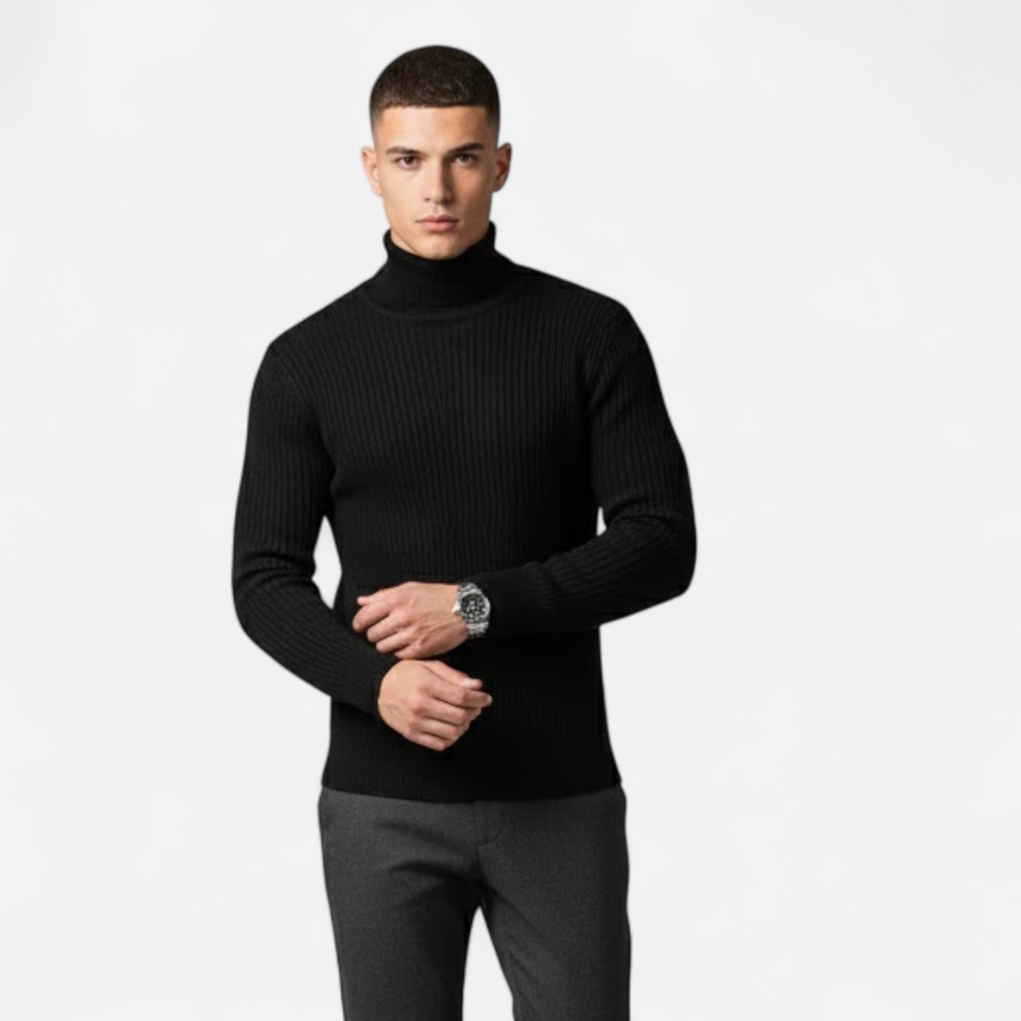 Valmonti | Men’s High-Lapel Cashmere Oversized Pullover